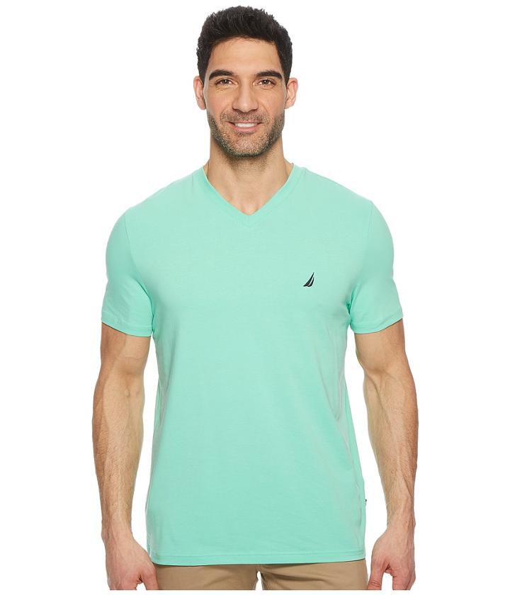 Nautica - Short Sleeve Fashion Color Of Anchors V-neck Tee Shirt