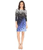 Tahari By Asl - Dot Print Sleeved Sheath Dress With Side Ruche