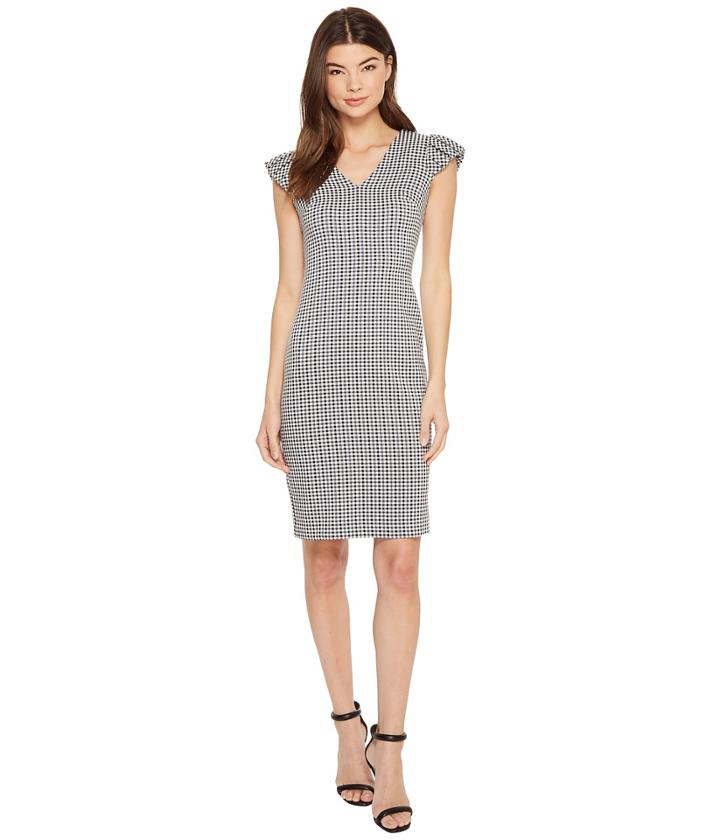 Calvin Klein - Gingham Puff Sleeve Compression Sheath Cd8e13gy