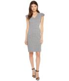 Calvin Klein - Gingham Puff Sleeve Compression Sheath Cd8e13gy