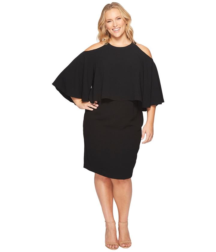 Adrianna Papell - Plus Size Textured Crepe Cold Shoulder Sheath