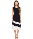 Escada - Dariar Sleeveless Asymmetrical Stripe Midi Knit Dress