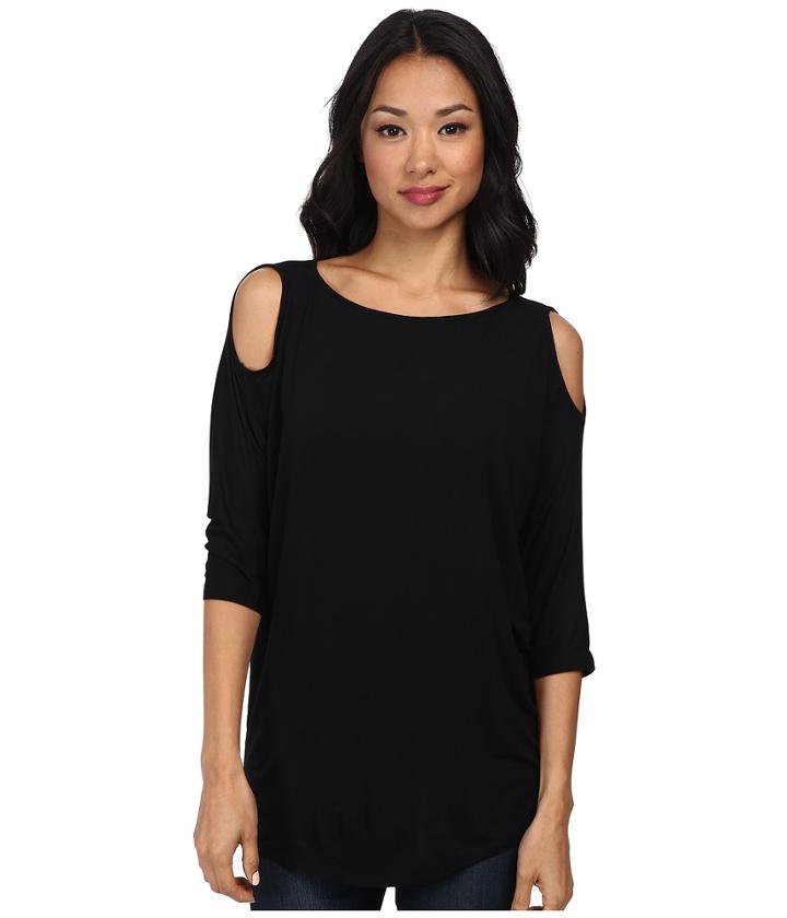 Michael Stars - Lycra Jersey 3/4 Sleeve Cold Shoulder Tunic