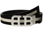 Bally - Mirror B Buckle Bally Stripe Canvas And Leather Belt