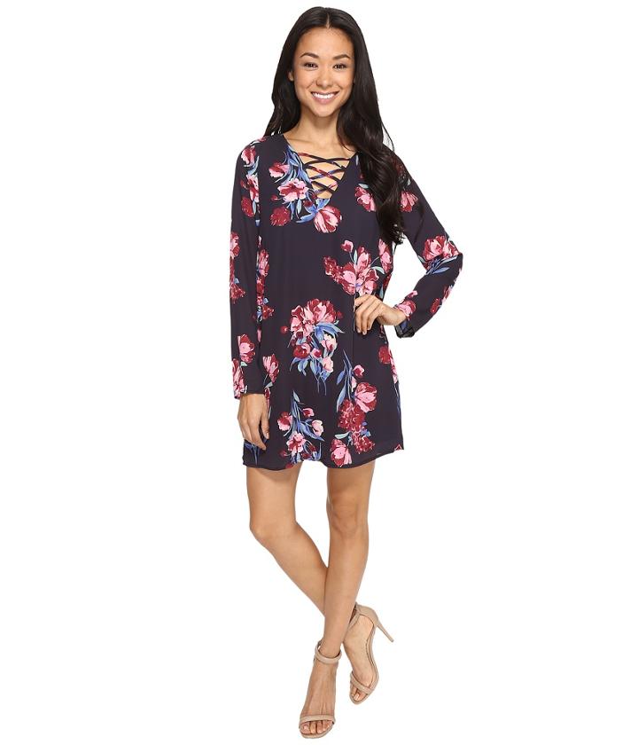 Brigitte Bailey - Christal Long Sleeve Lace Front Shift Dress