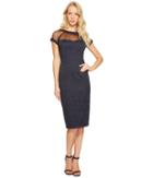 Maggy London - Tossed Leaf Jacquard Illusion Dress