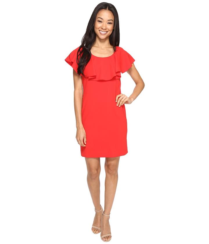 Tahari By Asl Petite - Petite Crepe Flounce Bodice Sheath Dress