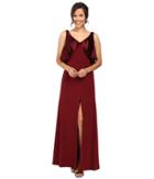 Jill Jill Stuart - Satin Back Crepe Gown With Cape Detail At Neck