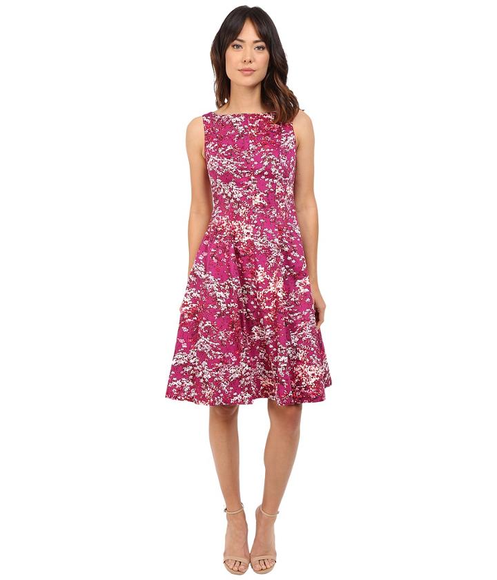 Maggy London - Japanese Blossom Printed Cotton Fit And Flare Dress