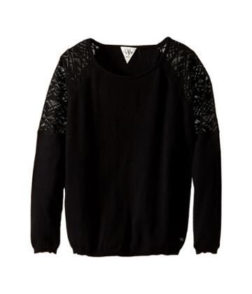 Ikks - Knit Pullover Sweater With Sheer Lace Detail On Shoulders