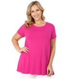 Vince Camuto Plus - Plus Size Short Sleeve High-low Hem Top With Woven Back