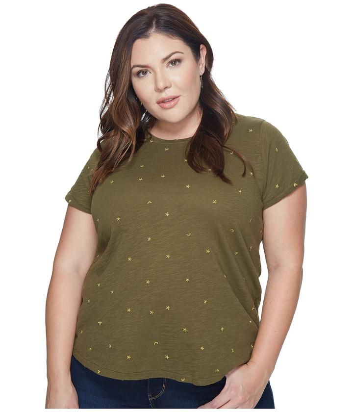 Lucky Brand - Plus Size All Over Embroidered Tee
