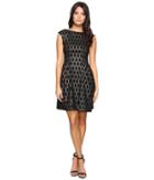 Vince Camuto - Extended Cap Fit And Flare Dress