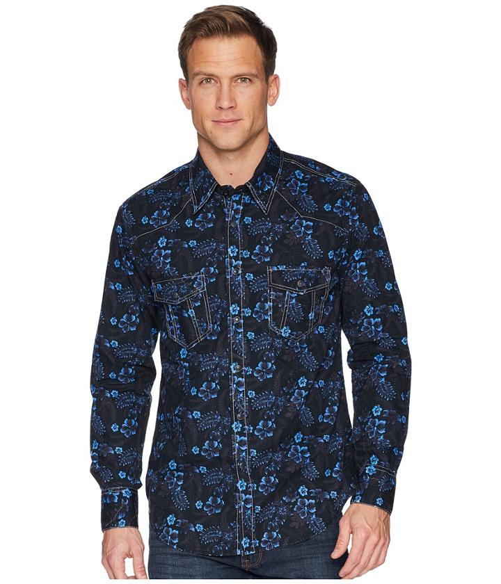 Rock And Roll Cowboy - Long Sleeve Snap Print B2s6021