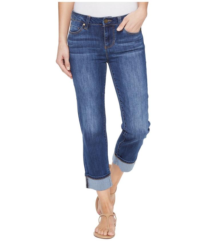 Liverpool - Gwen Wide Cuff Capris Vintage Super Comfort Stretch Denim In Montauk Mid Blue