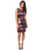 Tahari By Asl - All Over Rose Print Sheath Dress