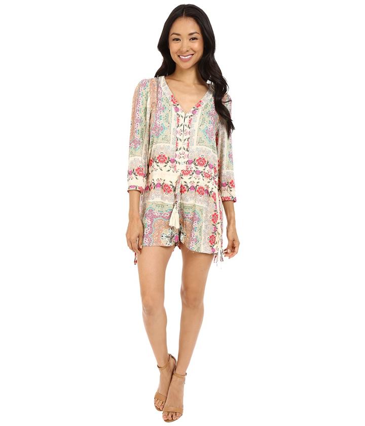 Brigitte Bailey - Phoebe Button Up Romper With Waist Tie