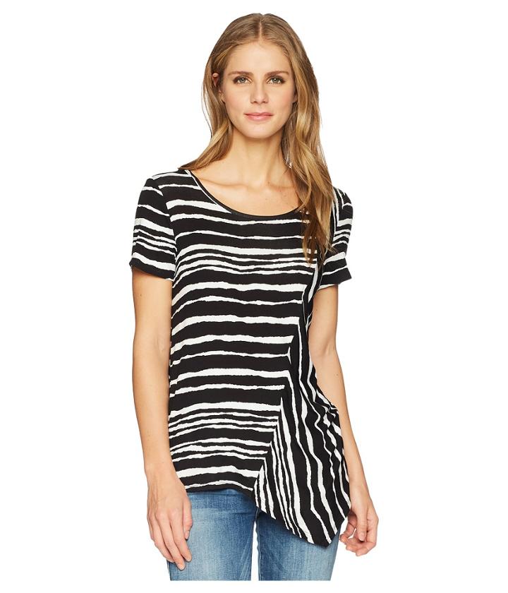 Tribal - Printed Jersey Short Sleeve Asymmetric Top