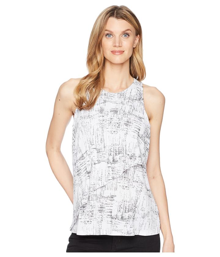 Ellen Tracy - Sleeveless Top With Flouncy Overlay