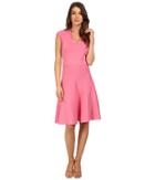 Ellen Tracy - V-neck Fit And Flare Dress