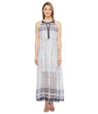 Tribal - Poly Chiffon Keyhole Chain Trim Dress