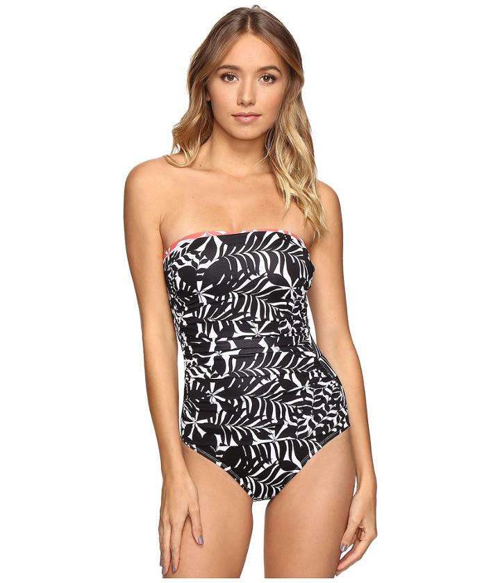 Tommy Bahama - Pinwheel Palms Shirred-side Bandeau One-piece Swimsuit