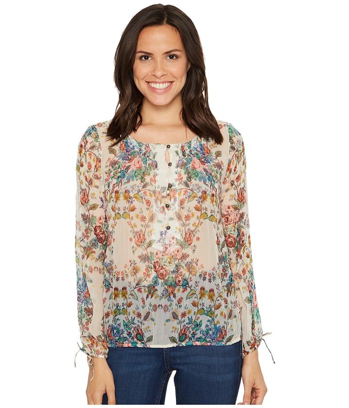 Lucky Brand - Sheer Floral Peasant Top