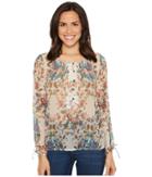 Lucky Brand - Sheer Floral Peasant Top