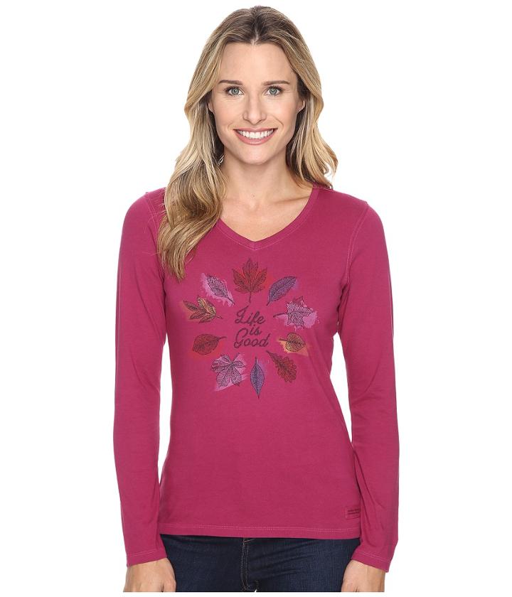 Life Is Good - Circle Leaf Long Sleeve Crusher Vee