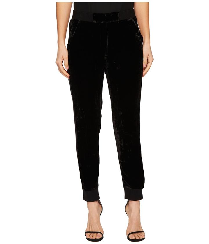 The Kooples - Velvet High-waisted Trousers With Ribbed Edging