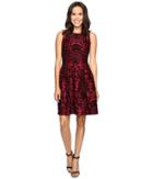 Rsvp - Martina Pleated Fit And Flare Flocked Dress