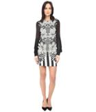 Just Cavalli - Maya Print Sheath Dress W/ Chiffon Sleeves