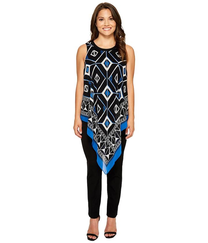 Vince Camuto Specialty Size - Petite Sleeveless Nairobi Graphic Handkerchief Blouse