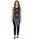 Vince Camuto Specialty Size - Petite Sleeveless Nairobi Graphic Handkerchief Blouse