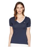 Lacoste - Short Sleeve V-neck Stretch Jersey Trimmed Tee Shirt