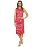 Maggy London - Rose Bloom Lace Sheath Dress With Gingham