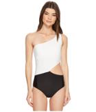 Michael Michael Kors - Geometric Glamour Solids One Shoulder Cut Out One-piece Swimsuit W/ Zipper Removable Soft Cups