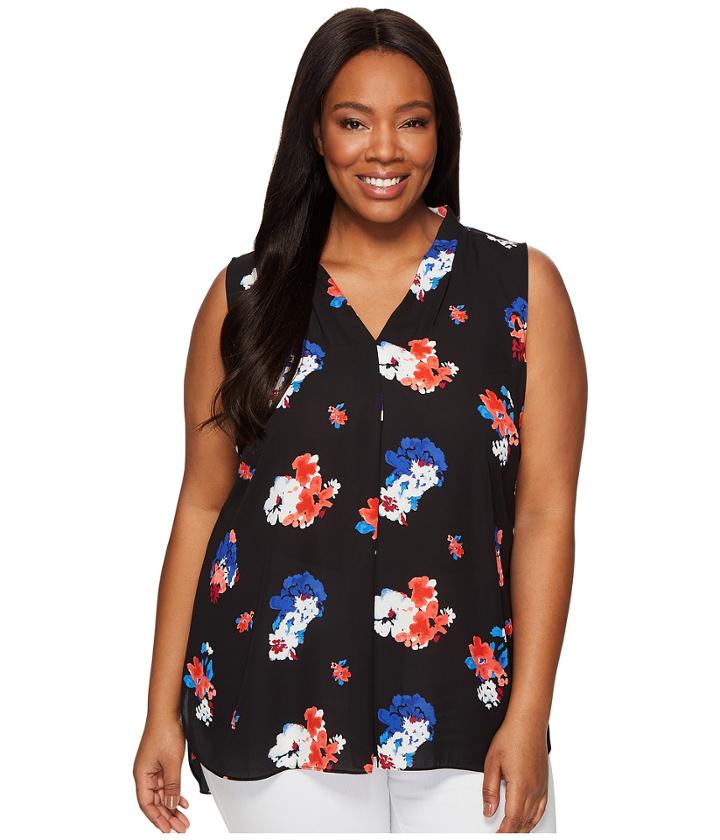 Vince Camuto Specialty Size - Plus Size Sleeveless Travelling Bloom Invert Pleat Blouse