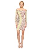 Just Cavalli - Iridescent Python Print Off The Shoulder Dress