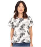 Bobeau - Hadlee Palm Print Flutter Sleeve Woven Blouse