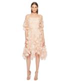 Marchesa Notte - Off The Shoulder 3d Embroidered Cocktail W/ Blouson Sleeves