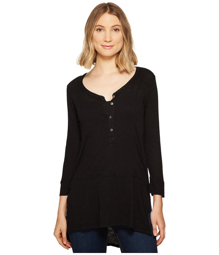 Mod-o-doc - Featherweight Slub Jersey Henley Tunic With Side Slits