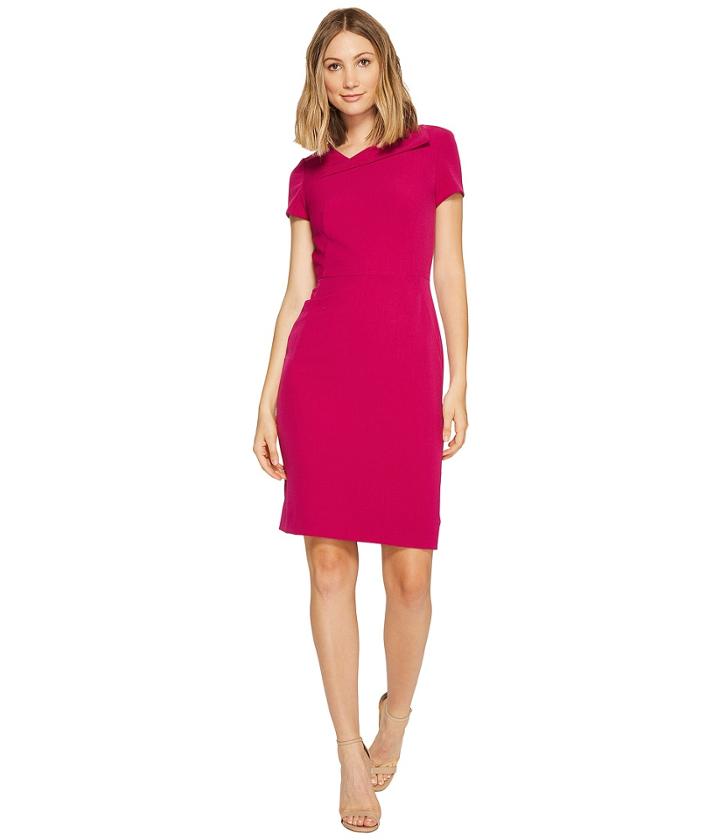 Tahari By Asl - Fold-over Neck Sheath Dress