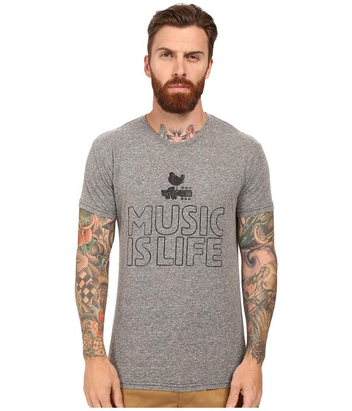 The Original Retro Brand - Short Sleeve Tri-blend Music Is Life Woodstock Tee