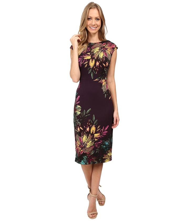Maggy London - Brushed Petals Print Scuba Sheath