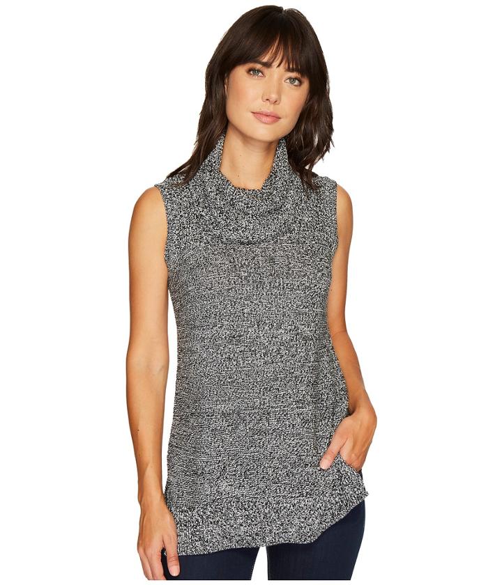 Two By Vince Camuto - Sleeveless Waffle Stitch Yoke Cowl Neck Pullover