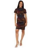Tahari By Asl Petite - Petite Houndstooth Printed Ponte Mock Neck Sheath