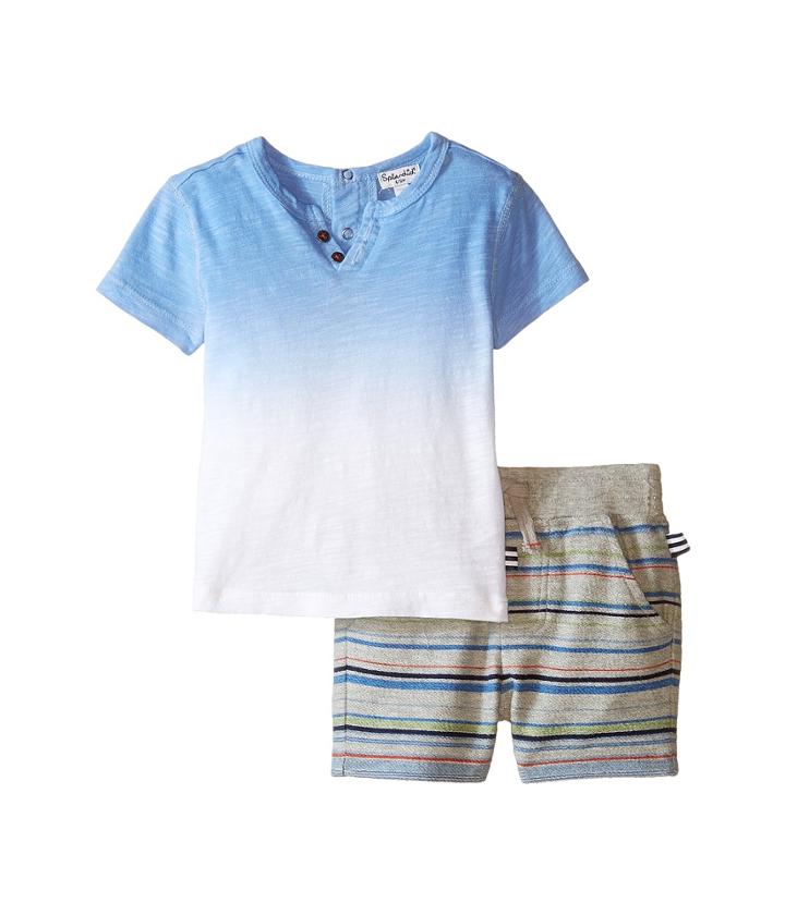 Splendid Littles - Short Sleeve Dip Dye Tee With Multi Stripe Shorts