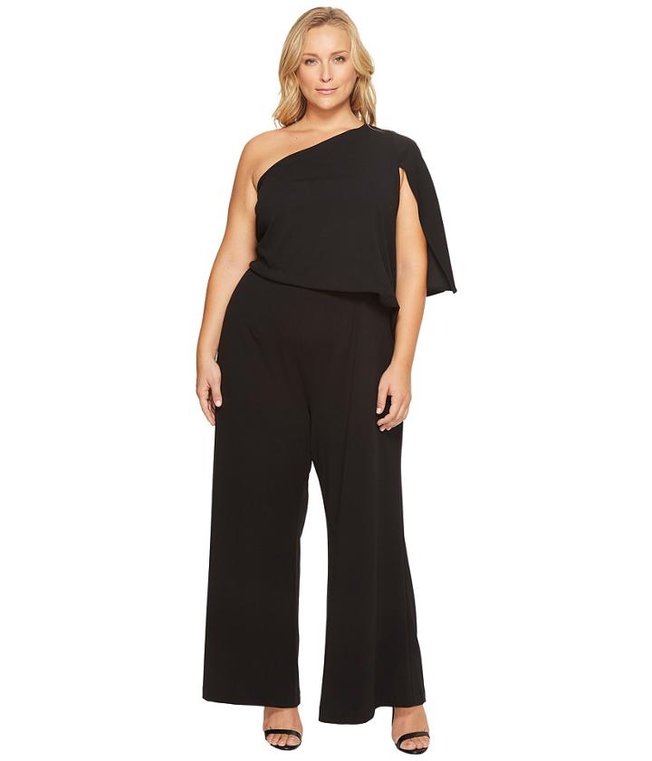 Adrianna Papell - Plus Size Knit Crepe One-shoulder Jumpsuit