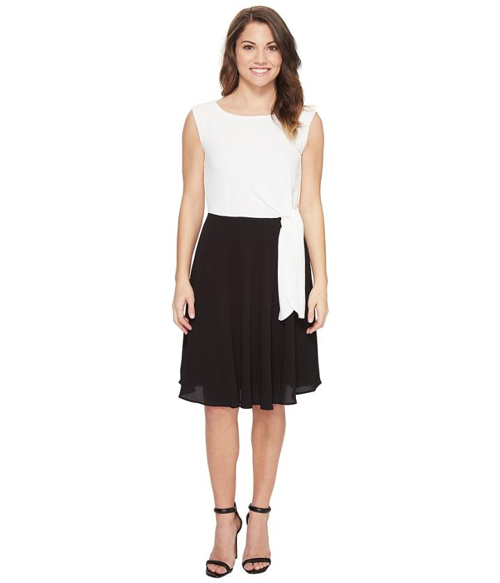 Tahari By Asl Petite - Petite Textured Crepe Side Tie Dress